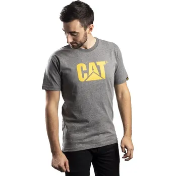 Pánské tričko CATERPILLAR Trademark Logo šedé pánské triko 100% Ba L