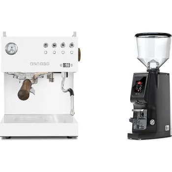 Kávovar Ascaso Steel DUO PID, White&Wood + Eureka Atom W 75, black