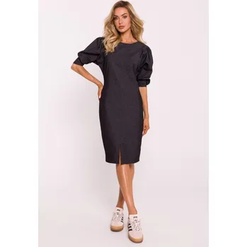 Dámské šaty M803 Šaty s puff rukávy - grafitové EU XL