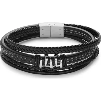 Náramek Náramek dračí spár z&nbsp;nerezové oceli stříbrné barvy a umělé kůže - Lucleon