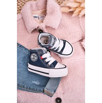 Dívčí obuv Dětské Tenisky Vysoké Se Zipem BIG STAR HH374190 Barva: Modrá, Velikost: 18