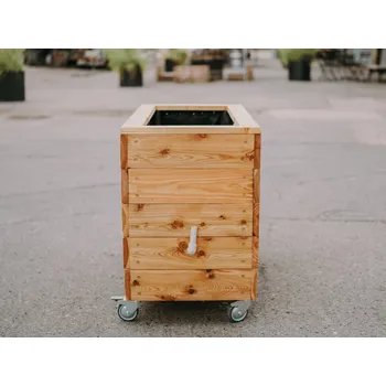 Květináč Kokoza Samozavlažovací záhon – velký, modřín, 85 x 65 x 72 cm Substrát: Ne, Naplnění a umístění zajistí: Zákazník sám, Vnitřní část: Plastová nádoba