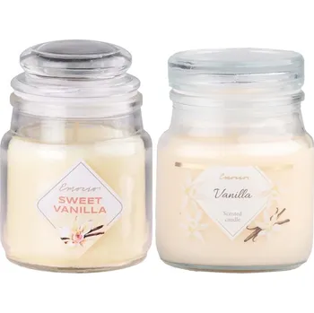 Svíčka Emocio Sklo 57x85 mm se skleněným víčkem Vanilla vonná svíčka 85 gram 223 gram
