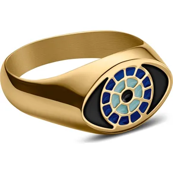 Prsten Evil Eye | Pečetní prsten zlaté barvy - Waykins