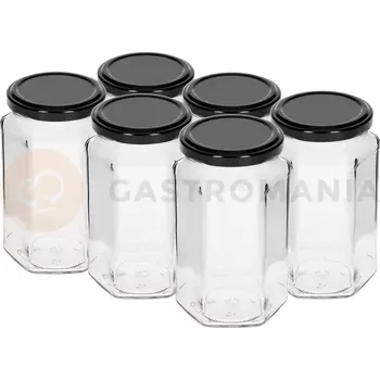 Sklenice Zavařovací sklenice Twist-off 385 ml s černým víčkem Ø 63/4 - 6 ks | BROWIN, 132385