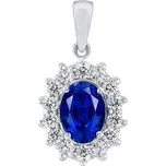 Zlatý přívěsek princezny KATE z bílého zlata s přírodním safírem a diamanty 0,28 ct DNN2809PGWDBS