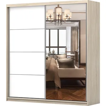 Šatní skříň Šatní skříň Pola 42 Barva korpusu: Dub - sonoma, Rozměry: 203 cm, Dveře: Bílá mat / zrcadlo