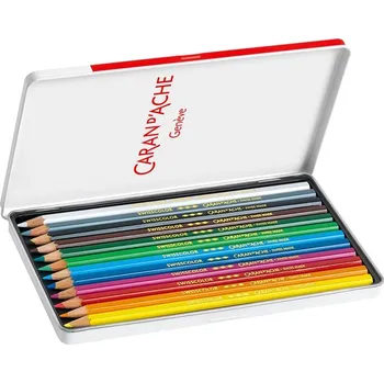 Pastelka CARAN D'ACHE Permanentní pastelky Swisscolor CARAN D'ACHE, 12ks v kovové krabičce