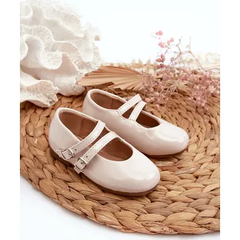 Dívčí baleríny Dětské baletky s proužky Margenis Barva: Béžová, Velikost: 34