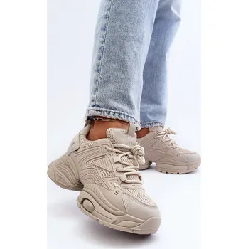 Dámské tenisky Sportovní Boty Na Masivní Platformě GOE LL2N4029 Barva: Béžová, Velikost: 40