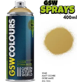 Modelářská barva Green Stuff World OCHRE Matt Primer Spray Paint 400ml (Green Stuff World)