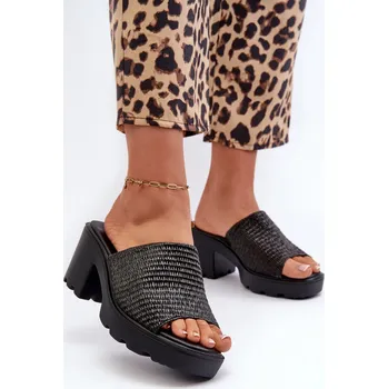 Dámské pantofle Dámské Žabky s Pletením Na Podpatku Titantha Barva: Černá, Velikost: 41