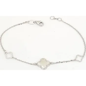 Náramek Dámský zlatý čtyřlístkový náramek z bílého zlata ZLNA1255F 18 cm + Dárek zdarma