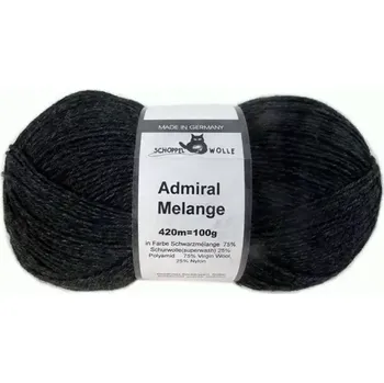 Příze Schoppel Wolle Admiral Melange 9093M Schwarzmelange (Ponožková příze Admiral Melange 9093M Schwarzmelange)