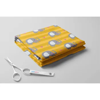 Fleece antipiling, Sloni a srdíčka Barva: Hořčicová