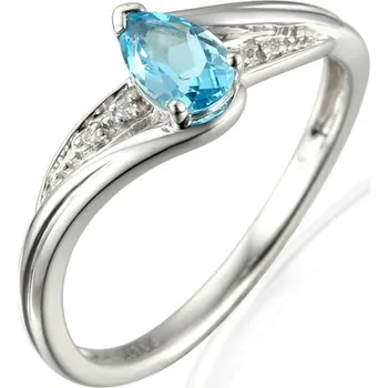 Prsten Gems, Působivý prsten Roya, bílé zlato s brilianty a blue topazem, vel. 54, prům. 17.2 mm, 585-38-1-1955.1B00.0.54.HSI1.603