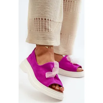 Dámské sandále Zazoo 2939 Kožené Dámské Sandály S Mašlí Barva: Růžová, Velikost: 36