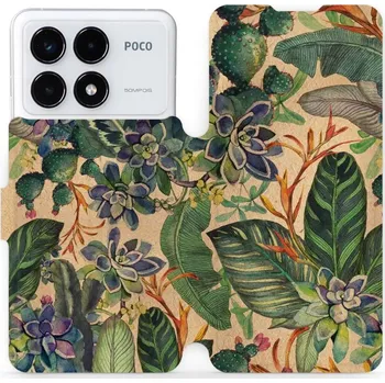 Pouzdro na mobilní telefon Flipové pouzdro Mobiwear - Xiaomi Poco F6 Pro 5G - VP05S Sukulenty (Knížkové flip pouzdro, obal, kryt na mobil Xiaomi Poco F6 Pro 5G - VP05S Sukulenty, materiál Umělá kůže + TPU - ochrana 360°, stojánek, silikonová vanička, magnetické zavírání)