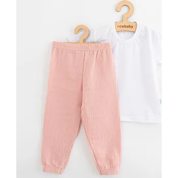 Dupačky Dětská bavlněná souprava tričko a mušelínové kalhoty New Baby Kindergarten růžová Růžová 110 (4-5r)