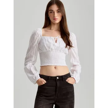 Dámská halenka Halenka s nabíranými rukávy - L - House - bílý - 201BZ-00X