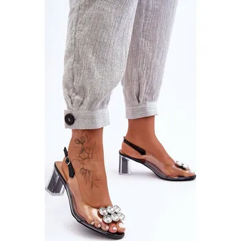 Dámské sandále Transparentní Sandály Na Podpatku SBarski MR1037-43 Barva: Černá, Velikost: 36