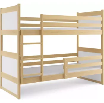 BMS GROUP Dětská patrová postel Rico - 2 osoby, 80x160 bez úložného prostoru bez matrace – Borovice, Bílá