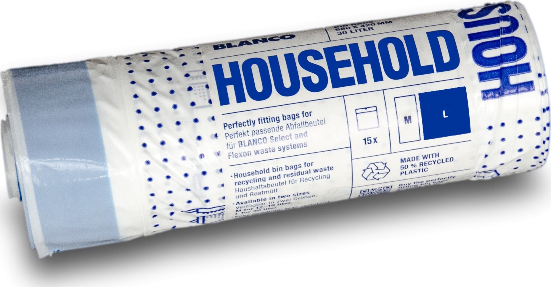 Zatahovací odpadkové pytle Blanco Household L, pro nádoby 30 l, 15 ks 527869