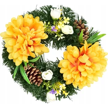 Věnec Podzimní věneček se žlutými chryzantémami Ø20 cm