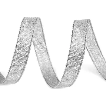 Stuha Brokátová stuha šíře 10 mm s lurexem, vánoční Varianta: 6 (11 mm) stříbrná, Balení: 22.5 m