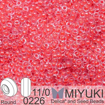 Korálek Korálky Miyuki Round 11/0. Barva 0226 Dark Coral Lined Crystal . Balení 5g.