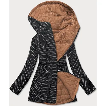 Černo-karamelová oboustranná dámská puntíkovaná bunda (M-111) odstíny hnědé S (36)