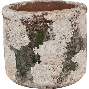 Zahrada Dekorativní béžovo-zelený antik terakotový květináč Teracci L - Ø 17*15 cm