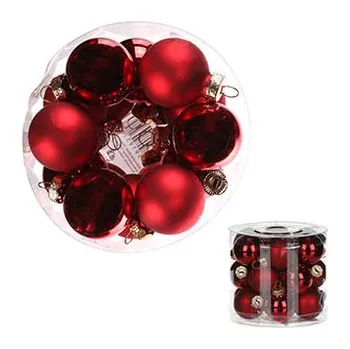 Vánoční dekorace Ozdoby skleněné, pr.3cm, barva červená, cena za 1 balení (18ks)