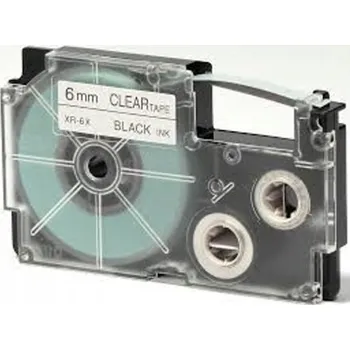 Pásek do tiskárny Naplnka Kompatibilní páska s Casio XR-6X1, 6mm x 8m černý tisk / průhledný
