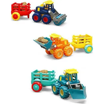 autodráha Vozidlo stavební autíčko na setrvačník set s přívěsem 3 druhy plast