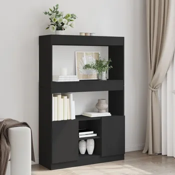 přebalovací pult a komoda Skříň highboard černá 92 x 33 x 140 cm kompozitní dřevo Černý 3309610