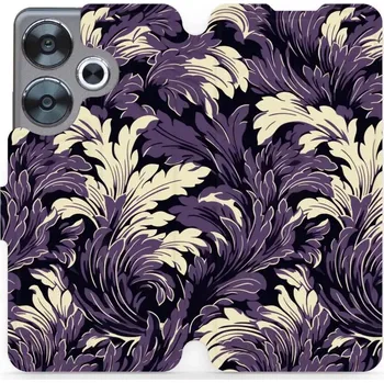 Pouzdro na mobilní telefon Flipové pouzdro Mobiwear - Xiaomi Poco F6 5G - VA46S Fialové rostliny (Knížkové flip pouzdro, obal, kryt na mobil Xiaomi Poco F6 5G - VA46S Fialové rostliny, materiál Umělá kůže + TPU - ochrana 360°, stojánek, silikonová vanička, magnetické zavírání)