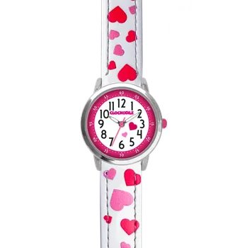 Hodinky CLOCKODILE Náramkové bílé dívčí dětské hodinky SRDÍČKA CWG5211