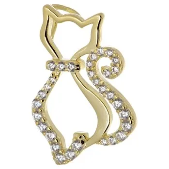 Přívěsek Stříbrný pozlacený přívěšek kočka STRZ0556F