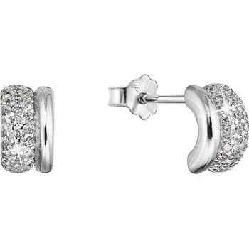 Náušnice EVOLUTION GROUP CZ Stříbrné náušnice půlkruhy se zirkony - 11521.1