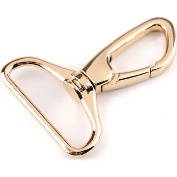 Kovová karabina otočná, průvlek 38 mm, barva 6 zlatá klasik