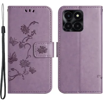 Pouzdro na mobilní telefon Flower knížkové pouzdro na Honor X6a - světlefialové