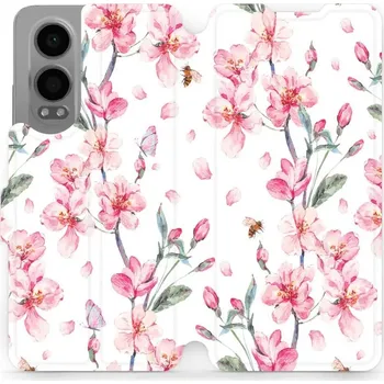 Pouzdro na mobilní telefon Flipové pouzdro Mobiwear - OnePlus Nord CE 4 Lite 5G - M124S Růžové květy (Knížkové flip pouzdro, obal, kryt na mobil OnePlus Nord CE 4 Lite 5G - M124S Růžové květy, materiál Umělá kůže + TPU - ochrana 360°, stojánek, silikonová vanička, magnetické zavírá
