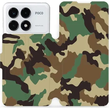 Pouzdro na mobilní telefon Flipové pouzdro Mobiwear - Xiaomi Poco F6 Pro 5G - V111P Maskáče (Knížkové flip pouzdro, obal, kryt na mobil Xiaomi Poco F6 Pro 5G - V111P Maskáče, materiál Umělá kůže + TPU - ochrana 360°, stojánek, silikonová vanička, magnetické zavírání)