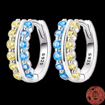 Náušnice Stříbrné dámské/dívčí náušnice se zirkony - kroužky Varianta: KJE140 modro zlatý zirkon