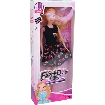 Panenka Panenka fashion 29cm letní černé krátké šaty s rybičkami v krabici