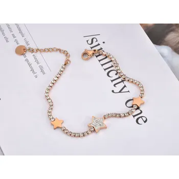 Náramek B-TOP Náramek z nerezové oceli s přívěsky Hvězdiček Druh barvy: Zlatá růžová