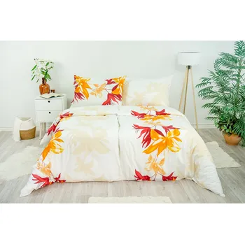 Povlečení Stanex Ložní povlečení bavlněné Nela oranžová (LS234) rozměr: 140 x 220 + 90 x 70, Zapínání: Knoflíkové