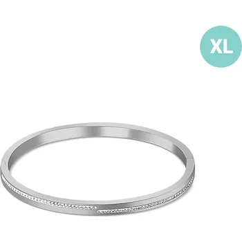 Náramek Stříbrný pevný ocelový náramek se zirkony, provedení XL