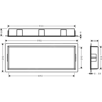 Koupelnový nábytek Hansgrohe XtraStoris Original, výklenek do zdi s rámem, 300x900x100 mm, betonově šedá, HAN-56067380
